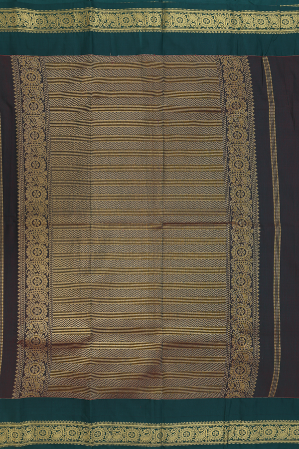 Apoorva Cotton Saree In Red With Self Stripes Design