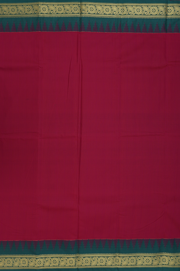 Apoorva Cotton Saree In Red With Self Stripes Design