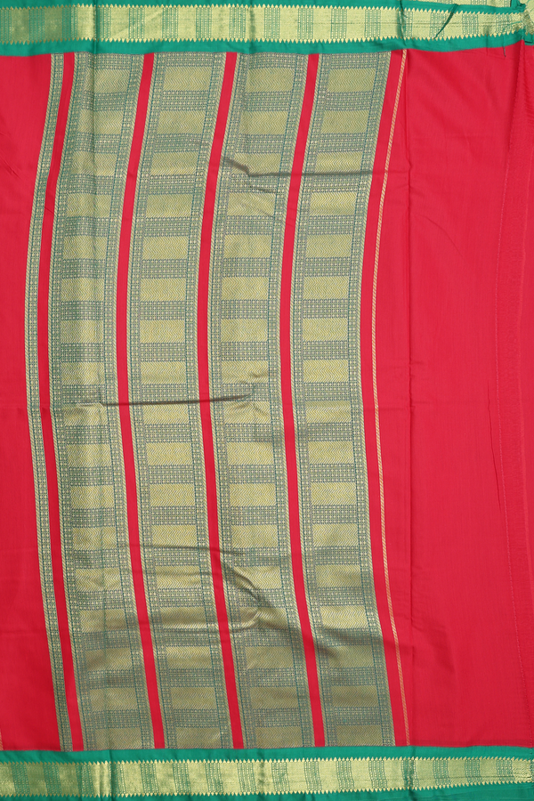 Apoorva Cotton Saree In Scarlet Red With Zari Buttas