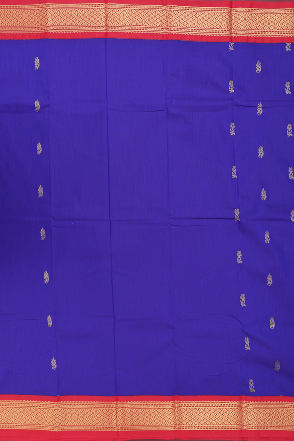 Apoorva Cotton Saree In Royal Blue With Floral Buttas