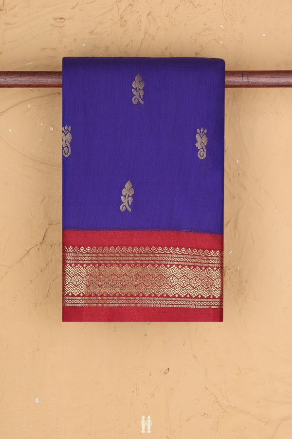 Apoorva Cotton Saree In Royal Blue With Zari Buttas