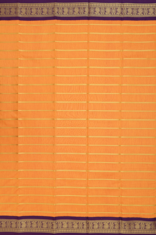 Apoorva Cotton Saree In Royal Orange With Stripes Design