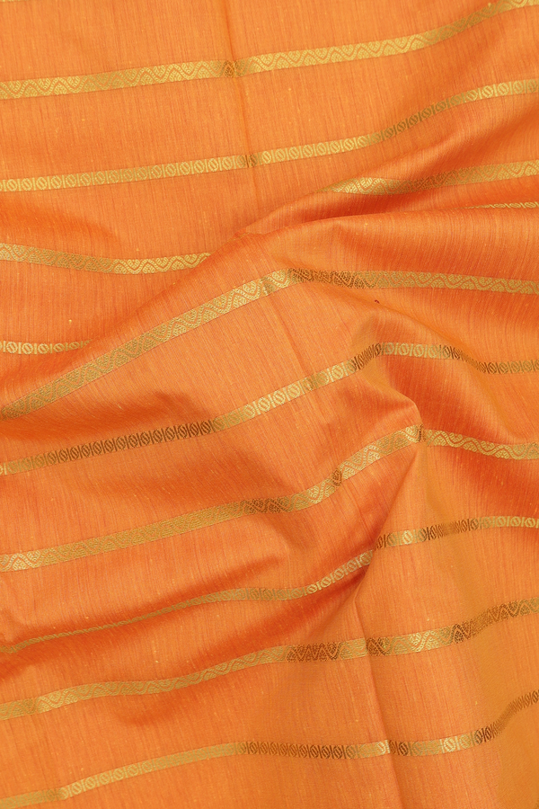 Apoorva Cotton Saree In Royal Orange With Stripes Design