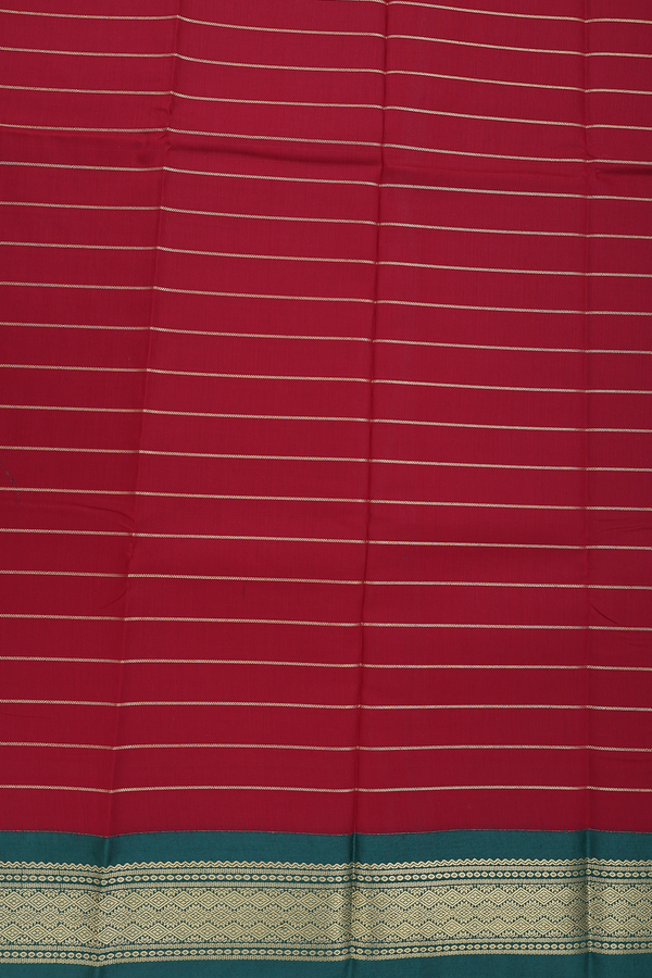 Apoorva Cotton Saree In Rust Red With Stripes Design