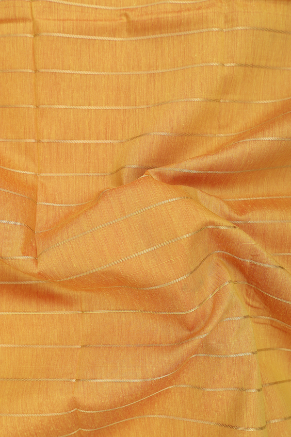 Apoorva Cotton Saree In Saffron Yellow With Stripes Design