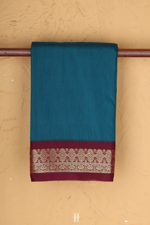 Apoorva Cotton Saree In Teal Blue With Contrast Border