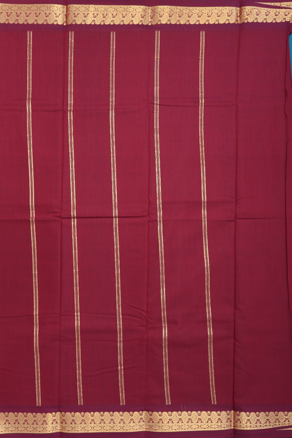 Apoorva Cotton Saree In Teal Blue With Contrast Border