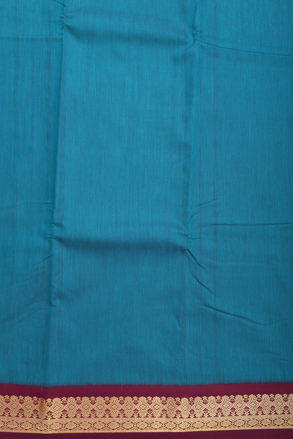 Apoorva Cotton Saree In Teal Blue With Contrast Border