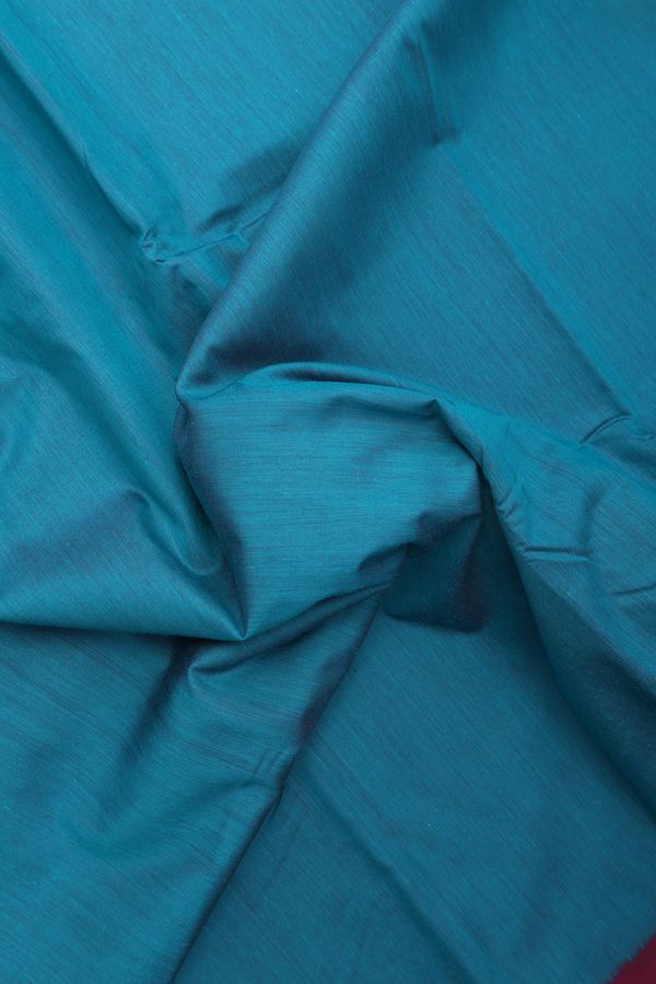 Apoorva Cotton Saree In Teal Blue With Contrast Border