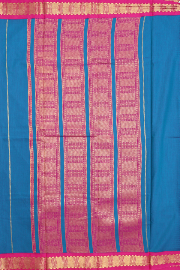 Apoorva Cotton Saree In Teal Blue With Zari Buttas