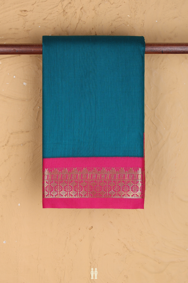 Apoorva Cotton Saree In Teal Green With Contrast Border