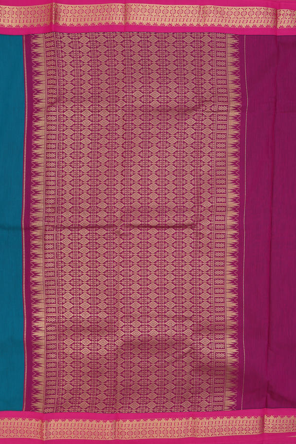 Apoorva Cotton Saree In Teal Green With Contrast Border