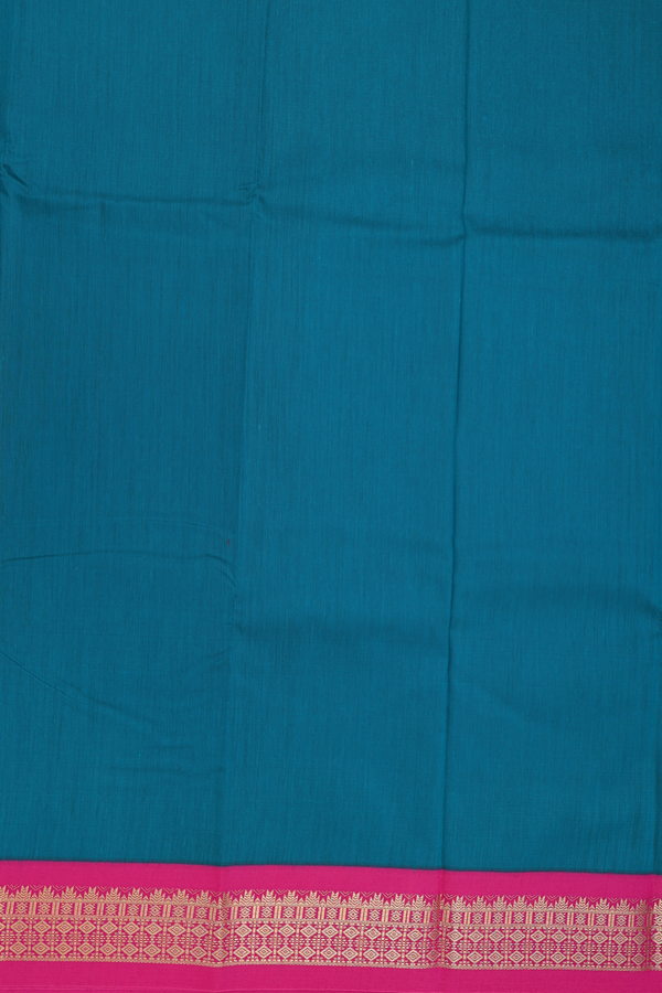 Apoorva Cotton Saree In Teal Green With Contrast Border