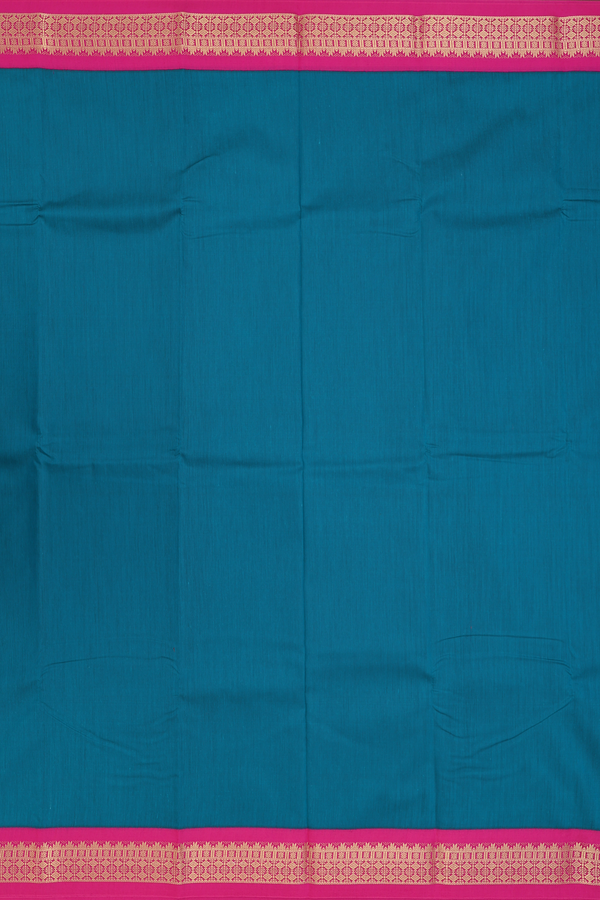 Apoorva Cotton Saree In Teal Green With Contrast Border