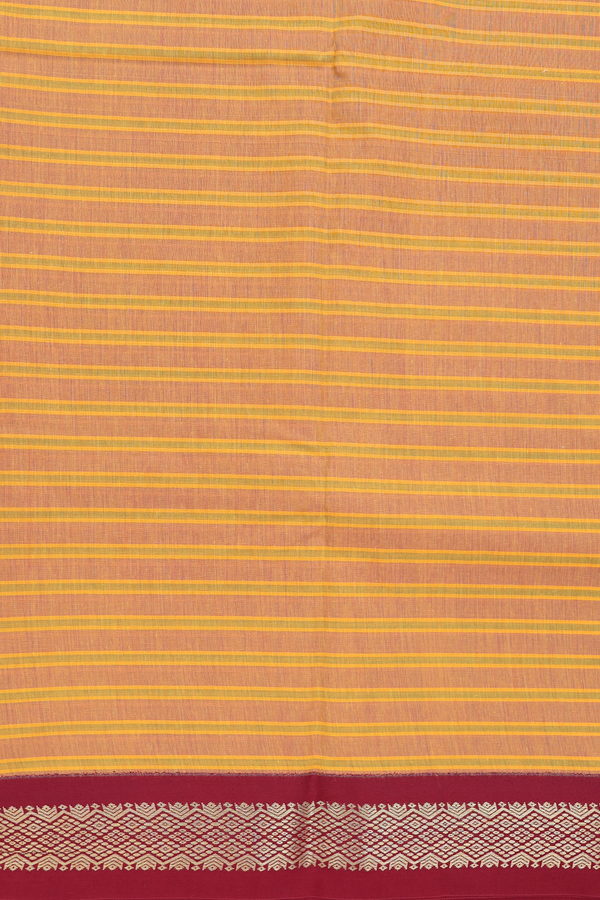 Apoorva Cotton Saree In Yellow With Stripes Design