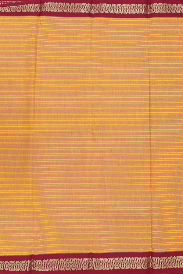 Apoorva Cotton Saree In Yellow With Stripes Design