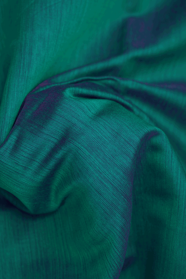Arai Maadam Border Dark Teal Green Nine Yards Cotton Saree