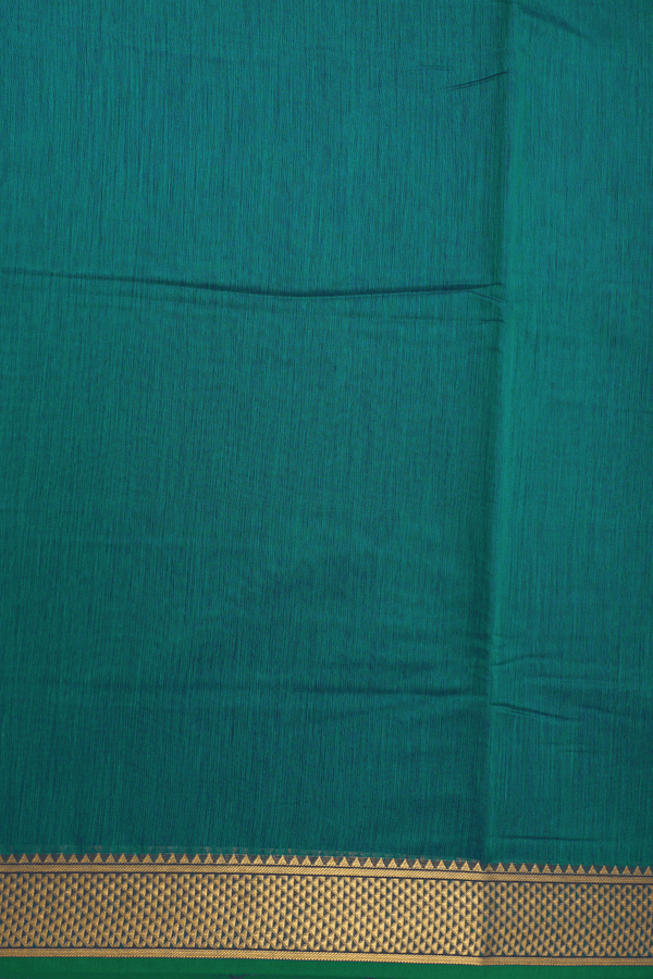 Arai Maadam Border Dark Teal Green Nine Yards Cotton Saree