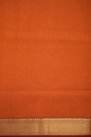 Arai Maadam Border Ginger Orange Nine Yards Silk Cotton Saree