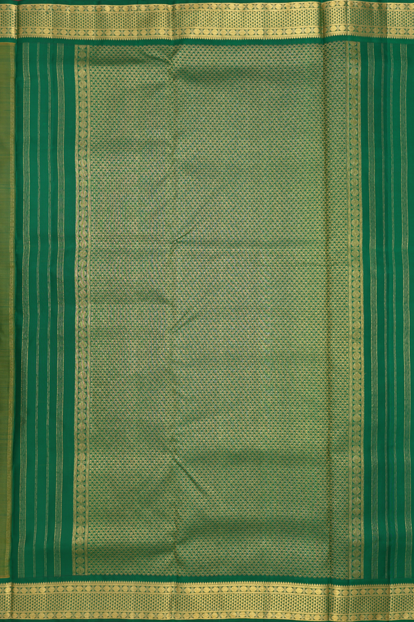 Arai Maadam Border Plain Saffron Yellow Nine Yards Silk Saree