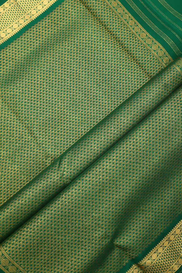 Arai Maadam Border Plain Saffron Yellow Nine Yards Silk Saree