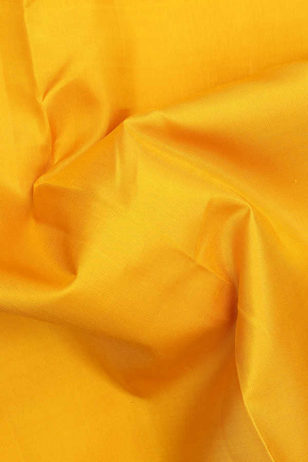 Arai Maadam Border Plain Saffron Yellow Nine Yards Silk Saree