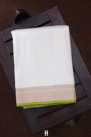 Arai Maadam Border White Silk Dhoti With Angavastram Set