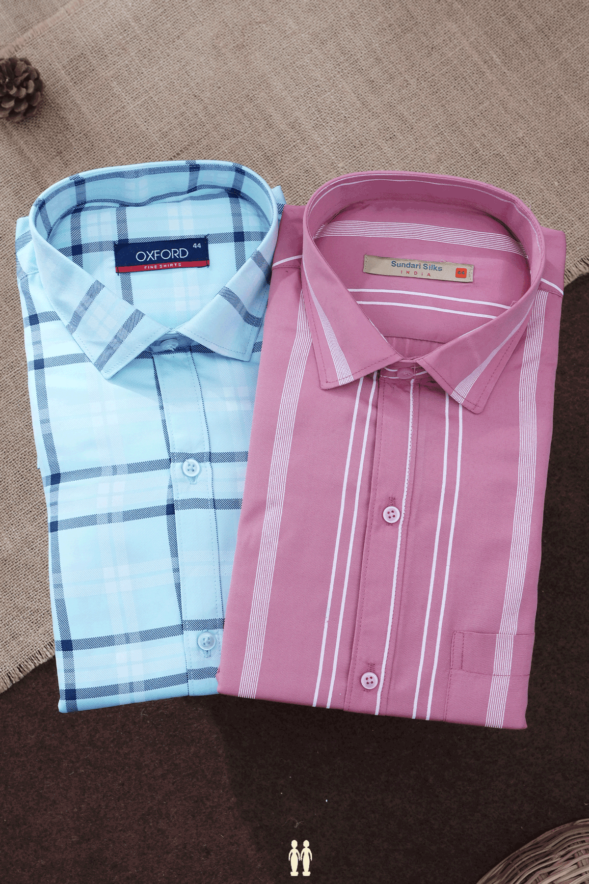Assorted Blue And Pink Set of 2 Size 44 Cotton Shirts