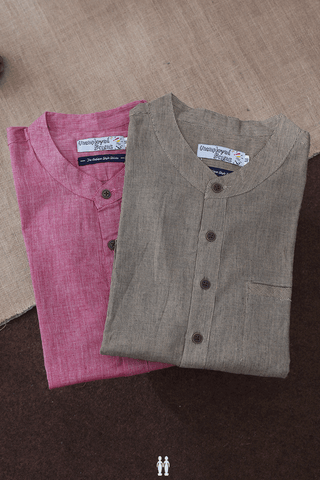 Assorted Brown And Pink Set Of 2 Size 38 Cotton Short Kurta