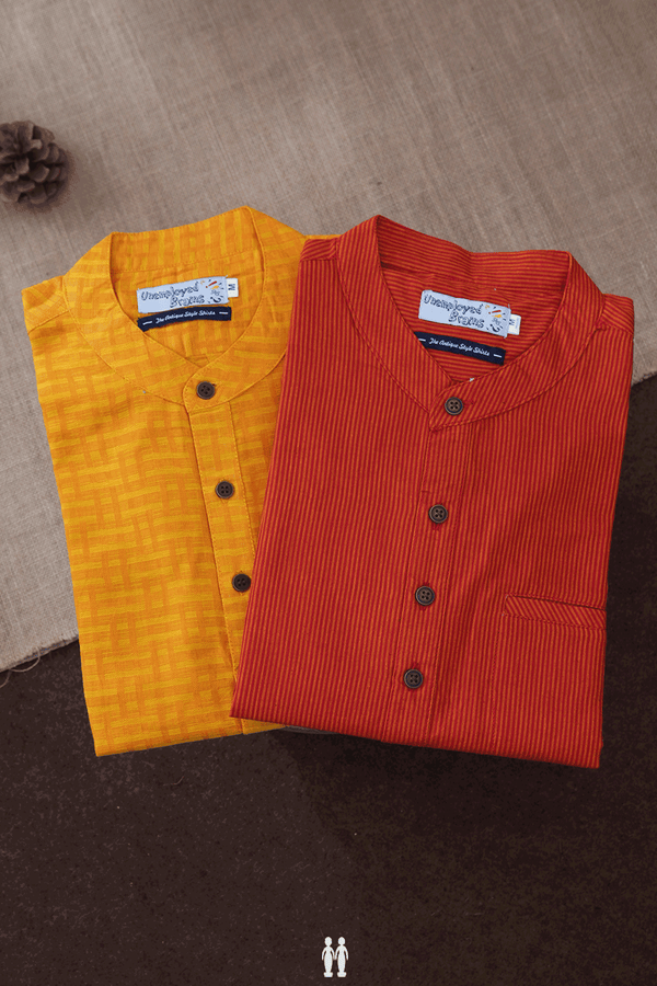 Assorted Red And Yellow Set Of 2 Size 38 Cotton Short Kurta