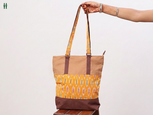 Printed Design Orange Cotton Hand Bag
