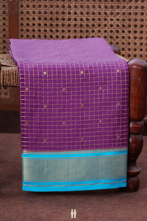 Mysore Silk Saree In Purple With Checks Design