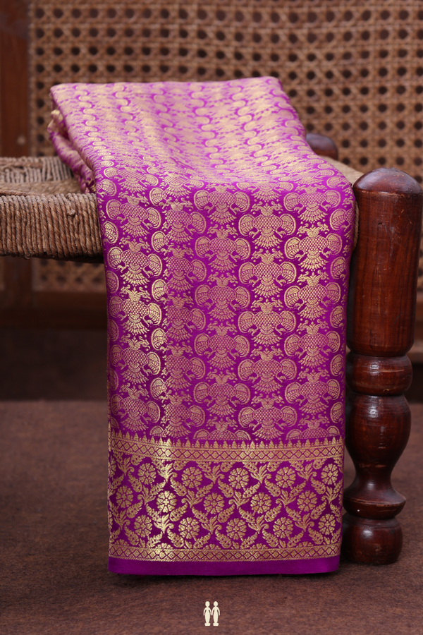 Mysore Silk Saree In Purple With Brocade Design