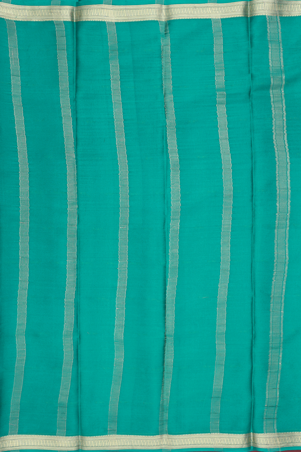Mysore Silk Saree In Navy Blue With Zari Buttis