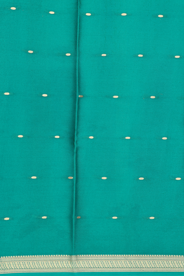 Mysore Silk Saree In Navy Blue With Zari Buttis