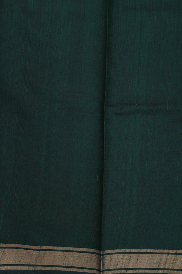 Jute Saree In Dark Green With Floral Buttas