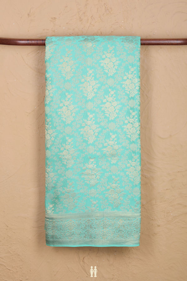 Mysore Silk Saree In Tiffany Blue With Floral Design