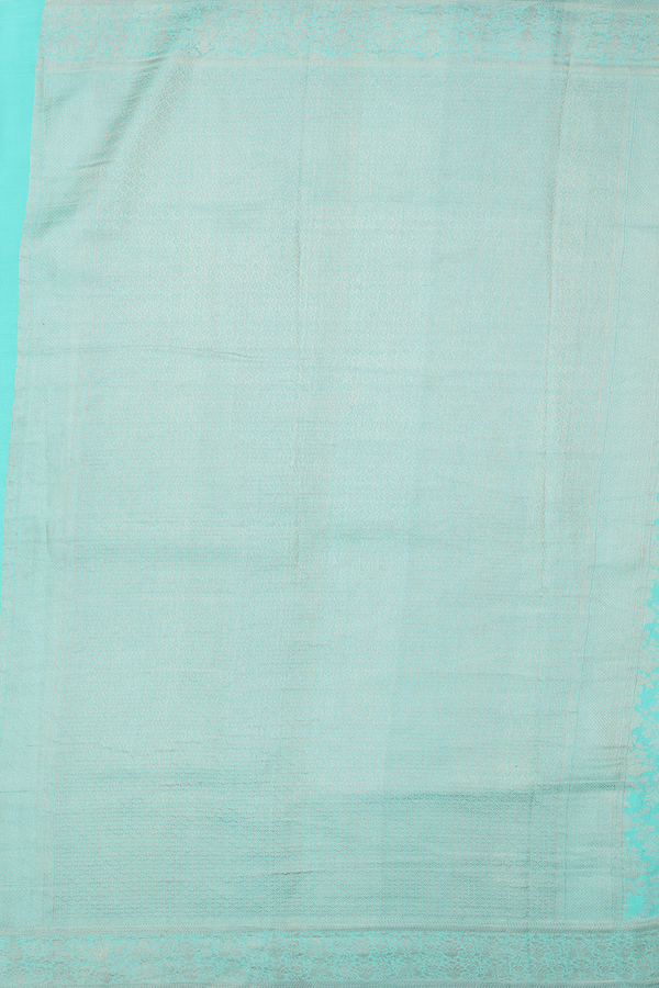 Mysore Silk Saree In Tiffany Blue With Floral Design
