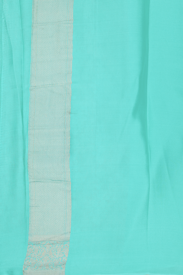 Mysore Silk Saree In Tiffany Blue With Floral Design