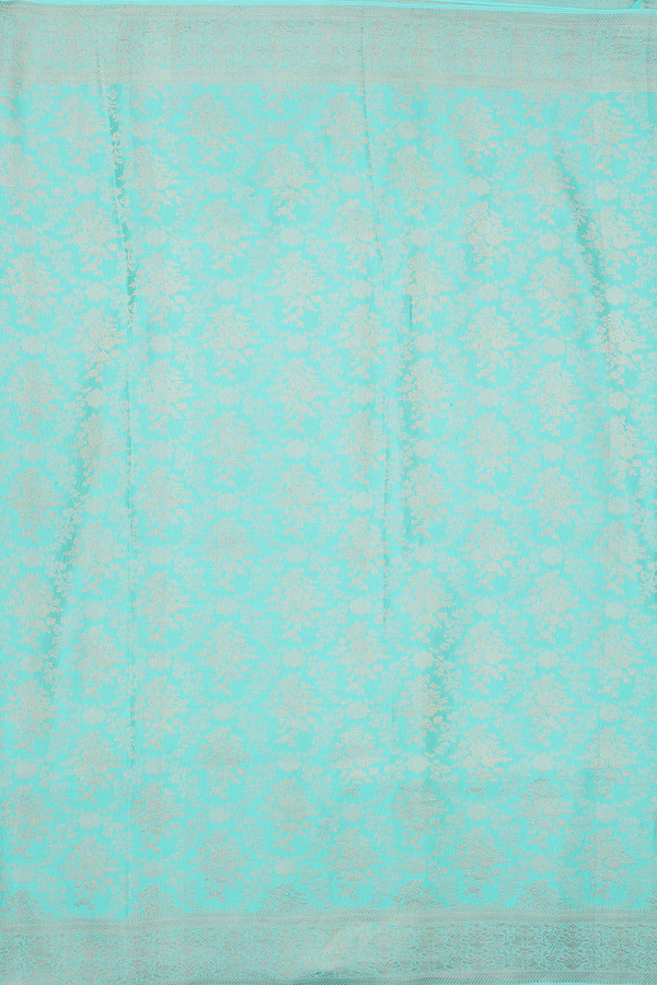 Mysore Silk Saree In Tiffany Blue With Floral Design