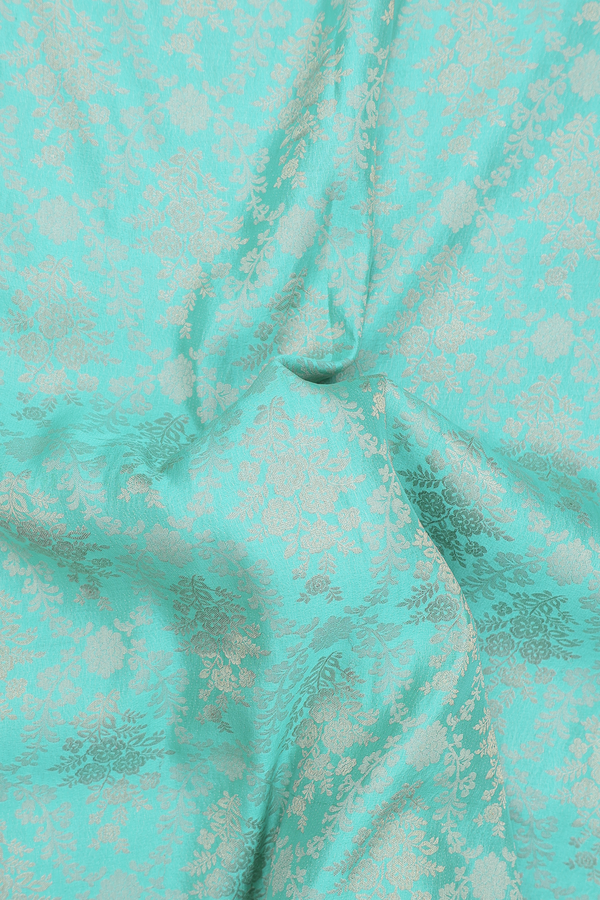 Mysore Silk Saree In Tiffany Blue With Floral Design