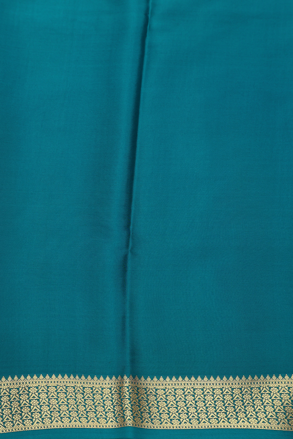 Mysore Silk Saree In Teal Blue With Checks Design