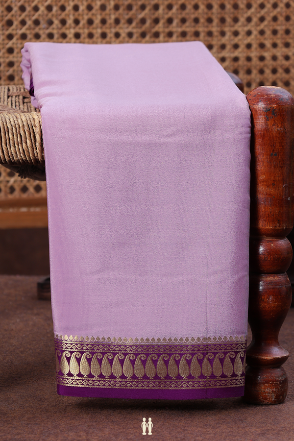 Mysore Silk Saree In Dusty Lavender With Contrast Border