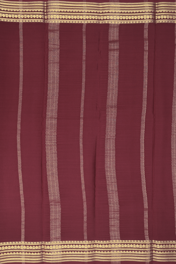Mysore Silk Saree In Burgundy Red With Zari Border