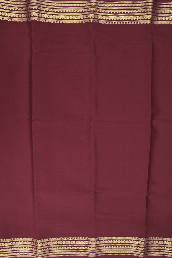 Mysore Silk Saree In Burgundy Red With Zari Border