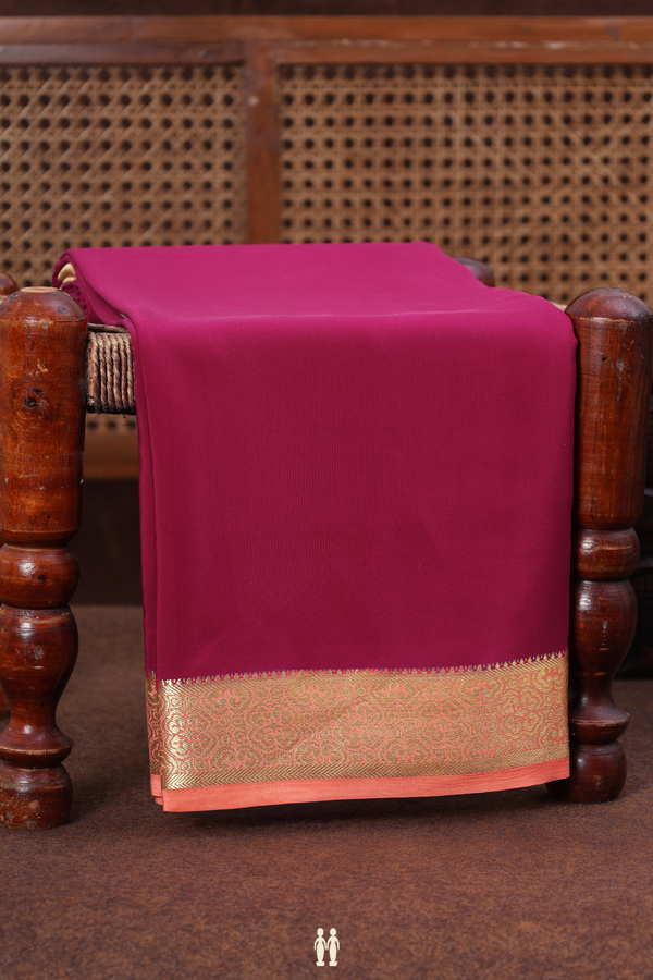 Mysore Silk Saree In Plain Pink With Zari Border
