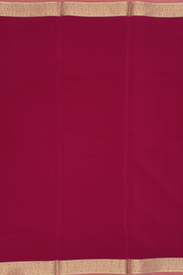 Mysore Silk Saree In Plain Pink With Zari Border