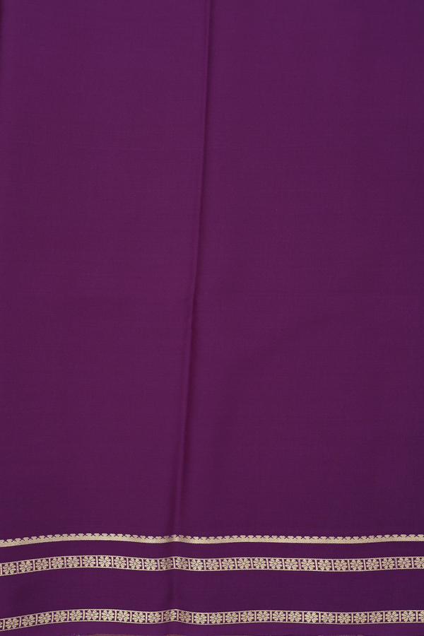 Mysore Silk Saree In Plain Deep Purple With Floral Border