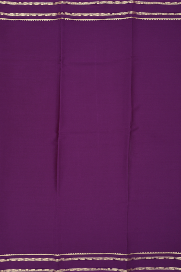 Mysore Silk Saree In Plain Deep Purple With Floral Border