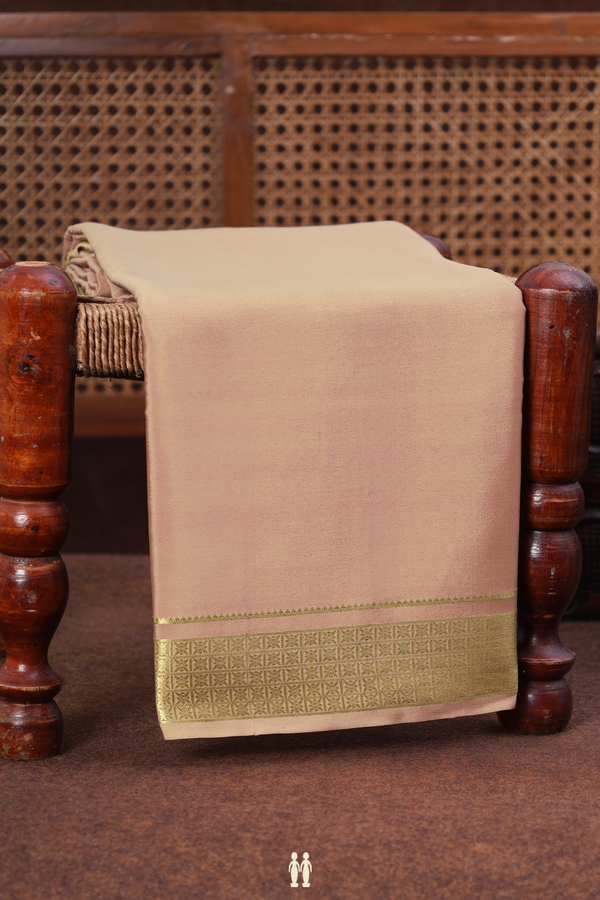 Mysore Silk Saree In Plain Rose Brown With Zari Border